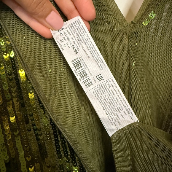 Mango Women's Shimmering Olive Wide-Leg Jumpsuit, Size M. - Picture 14 of 16